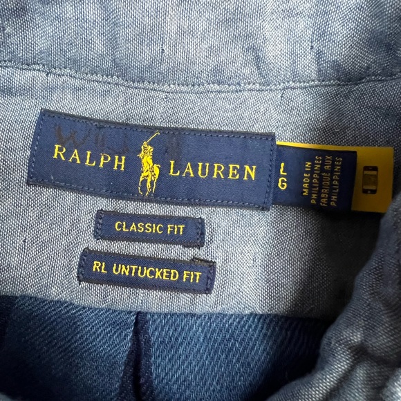 RECENT Polo Ralph Lauren Indigo Double Face Shirt L - Picture 3 of 5
